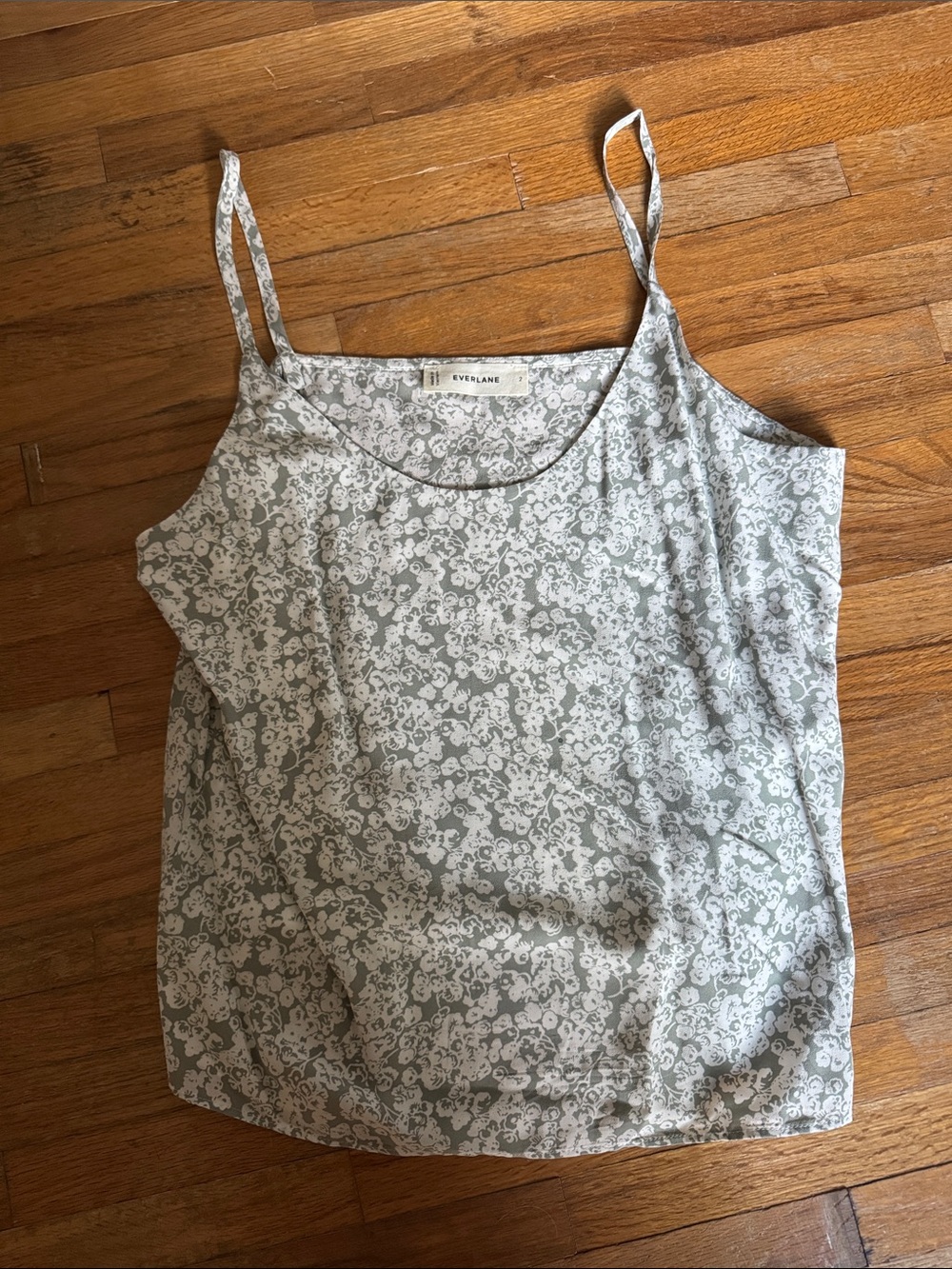 Everlane Floral Spaghetti Strap Camisole - Sage Green & White